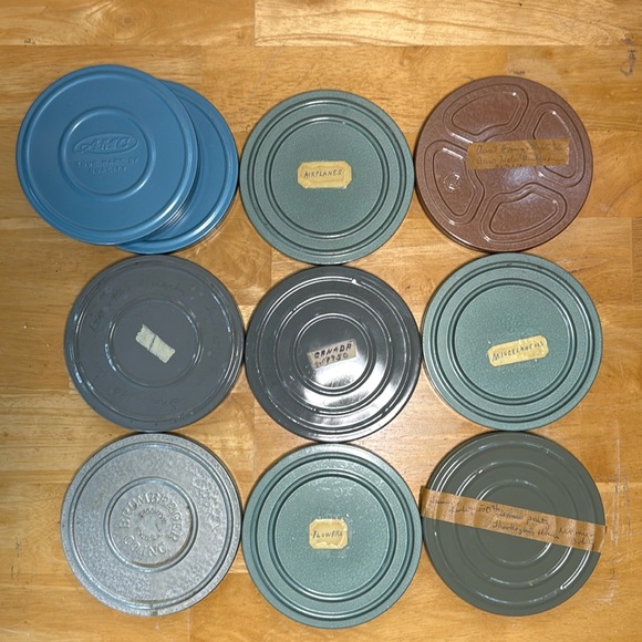 Vintage Blue Steel Logan De Luxe 8mm Movie Reel Chest and 10 Vintage Reel Tins - Picture 11 of 17